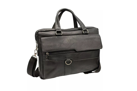Luxury Black Leather Laptop Shoulder Bag