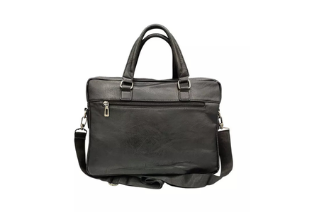 Luxury Black Leather Laptop Shoulder Bag