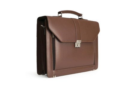 Premium Textured Brown Leather Office Briefcase