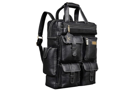 Genuine Black Leather Backpack