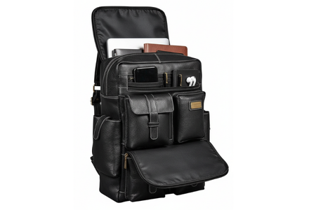 Genuine Black Leather Backpack