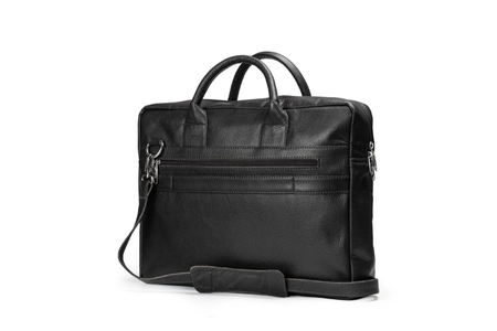Classic Black Leather Laptop Shoulder Bag