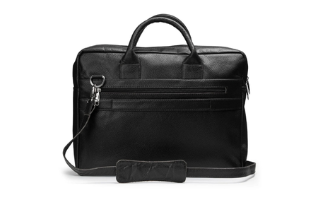 Classic Black Leather Laptop Shoulder Bag