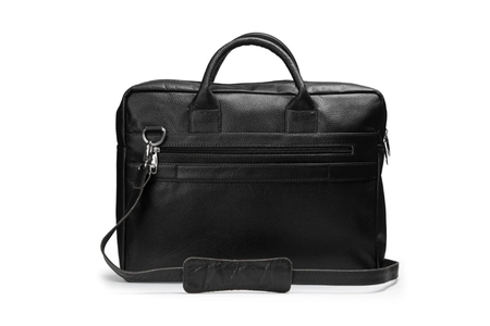Classic Black Leather Laptop Shoulder Bag