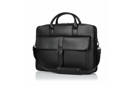 Elegant Black Leather Laptop Shoulder Bag