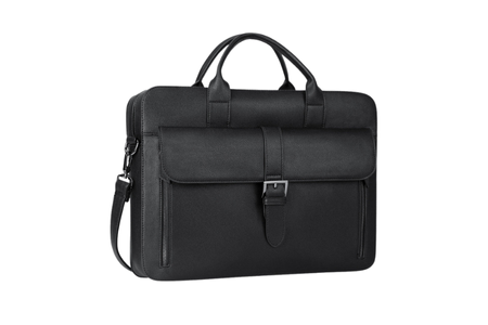 Elegant Black Leather Laptop Shoulder Bag