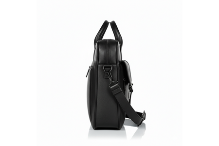 Elegant Black Leather Laptop Shoulder Bag
