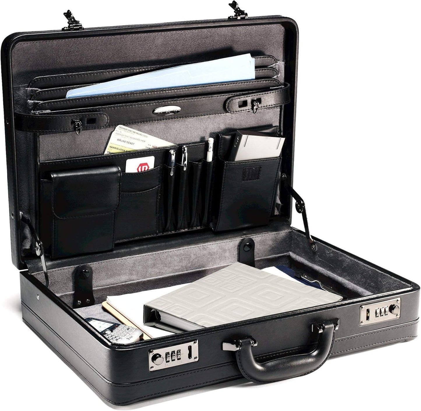 Leather Attache,Breifcase Black, One Size