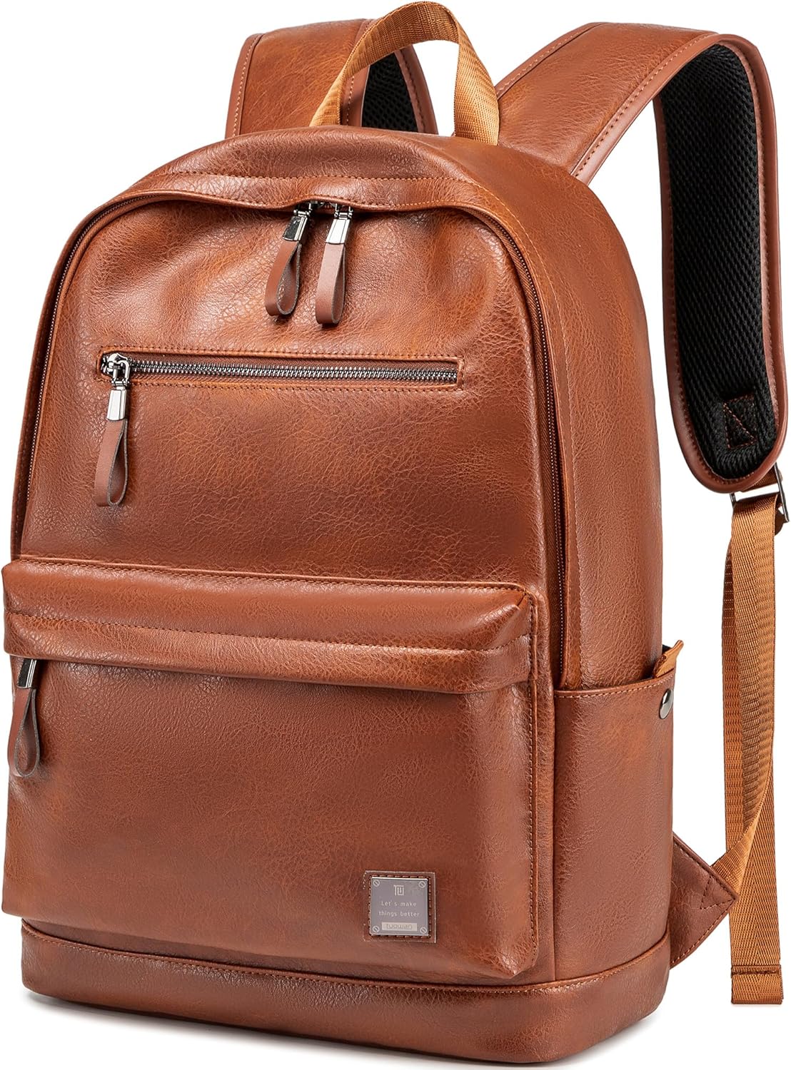 Pure Leather Laptop Backpack for Men Women Work, Lightweight School Backpack Bookbag for College Students, Waterproof Casual Daypack Travel