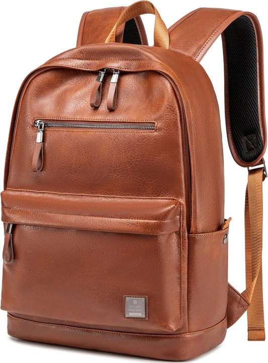 Pure Leather Laptop Backpack for Men Women Work, Lightweight School Backpack Bookbag for College Students, Waterproof Casual Daypack Travel