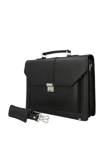 Premium Textured Brown Leather Office Briefcase