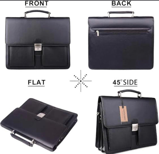 Mens New Leather Attache Briefcase Traditional Messenger Lawyer Bag