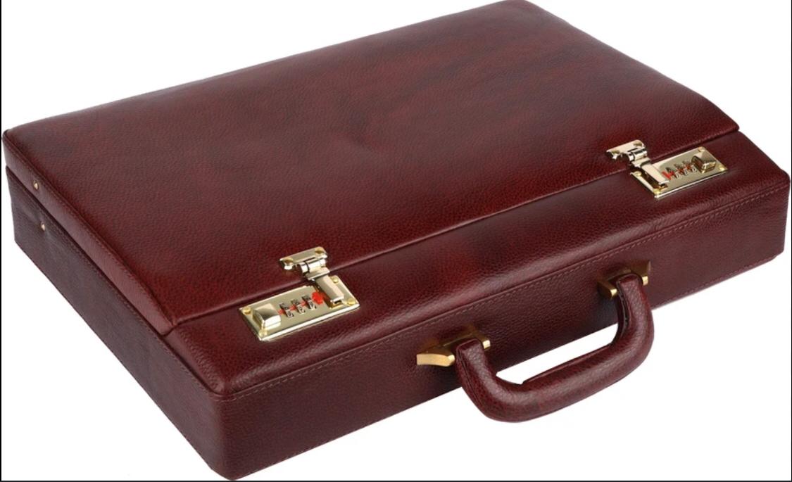 Premium leather Briefcase For Travel Office Bag with Dual Combination Lock Protection, Hand Bag for Men, Spacious Laptop Briefcase - Black