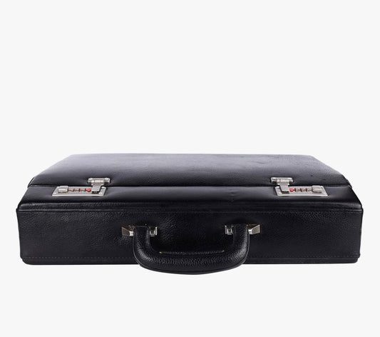 Premium leather Briefcase For Travel Office Bag with Dual Combination Lock Protection, Hand Bag for Men, Spacious Laptop Briefcase - Black