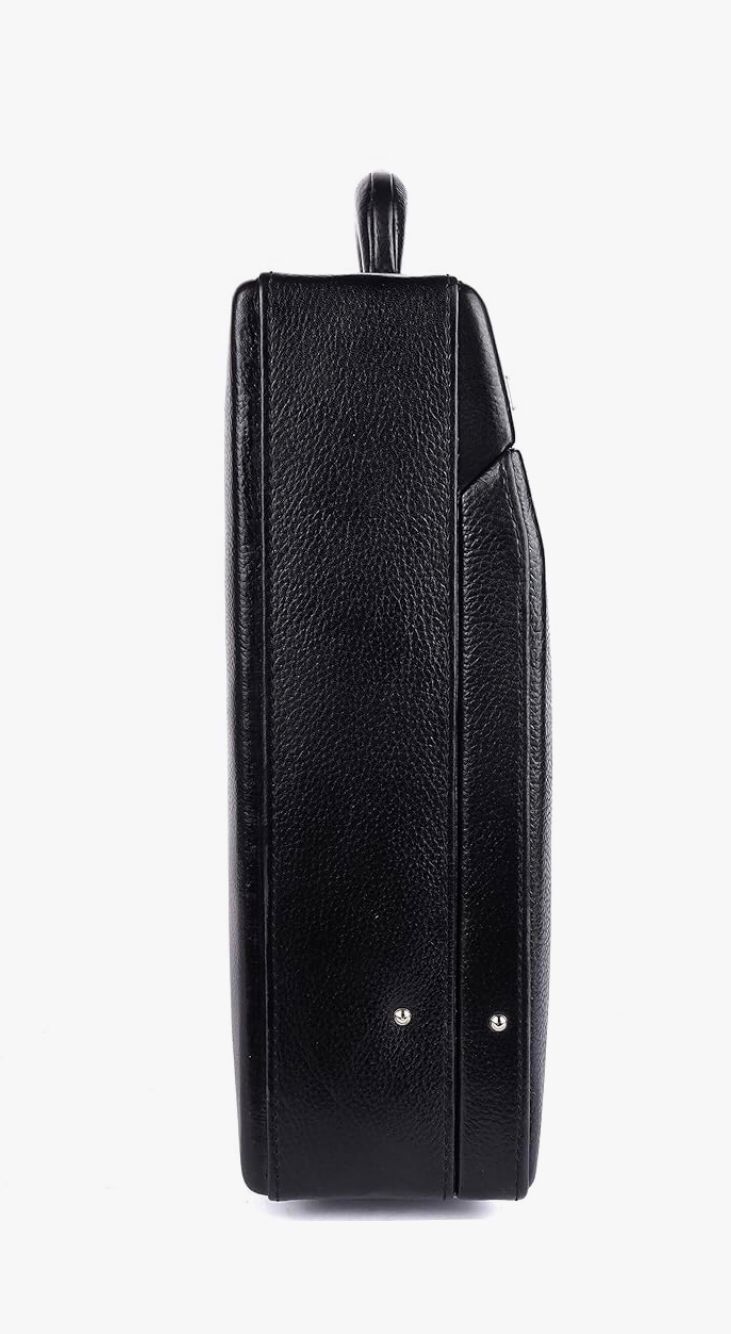 Premium leather Briefcase For Travel Office Bag with Dual Combination Lock Protection, Hand Bag for Men, Spacious Laptop Briefcase - Black