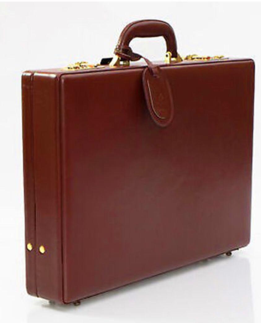 Leather Attache,Breifcase Black, One Size
